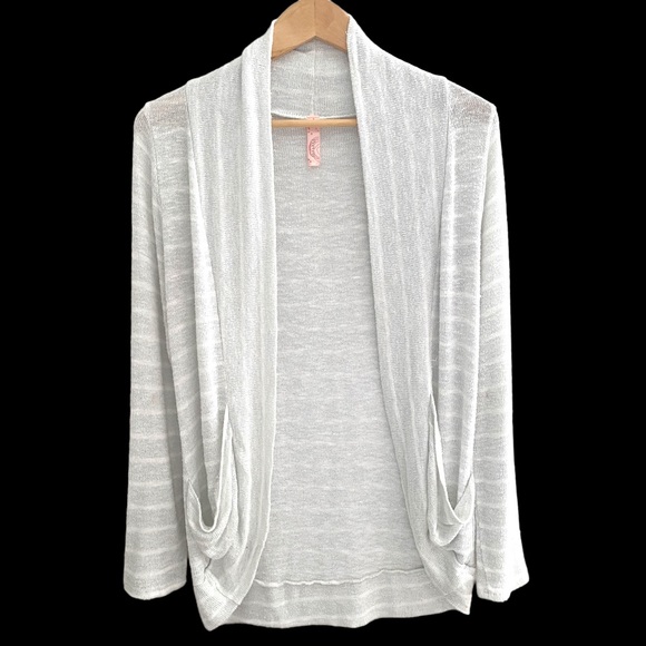 Y2K Silver Glitter Striped Open Cardigan Size Medium - Picture 5 of 8